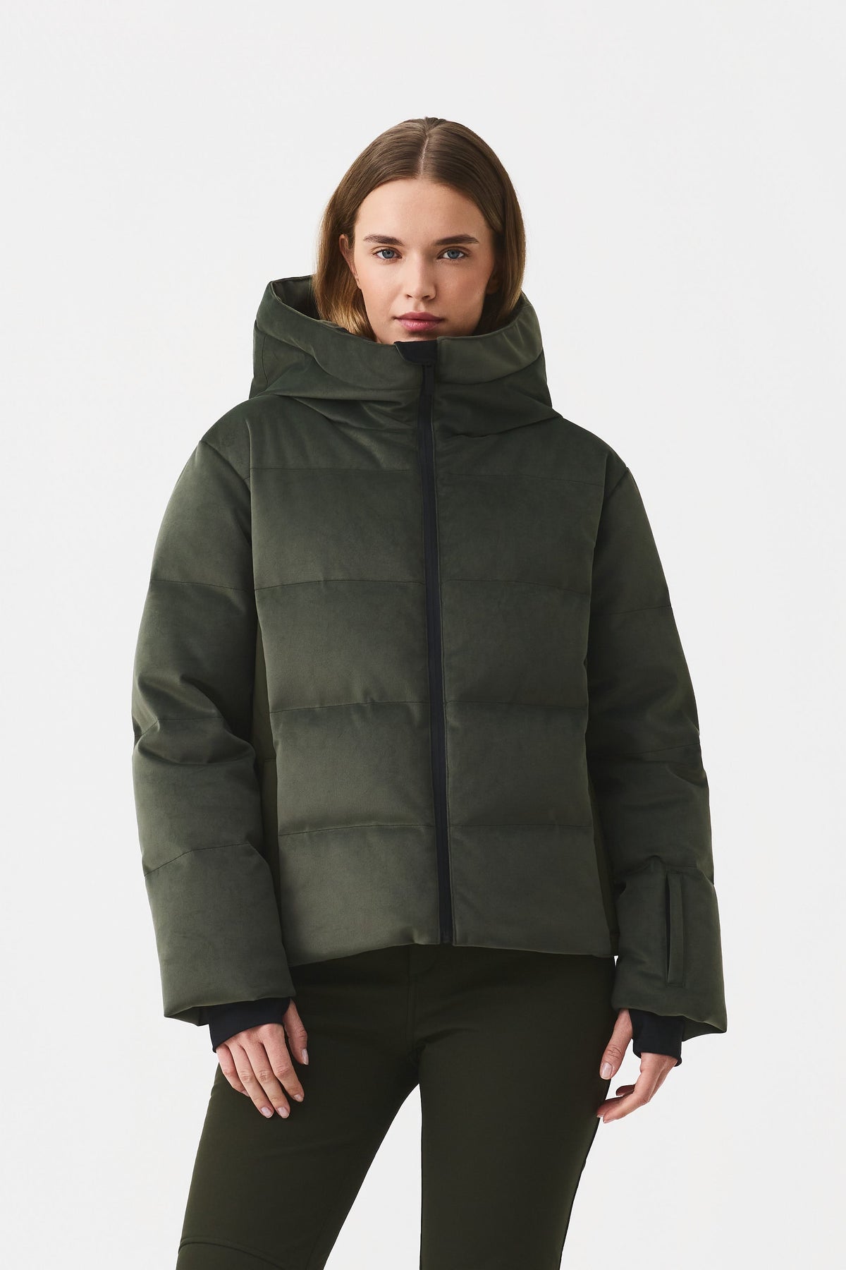 Kirel Down Ski Jacket Velvet Women, Forest Black Green
