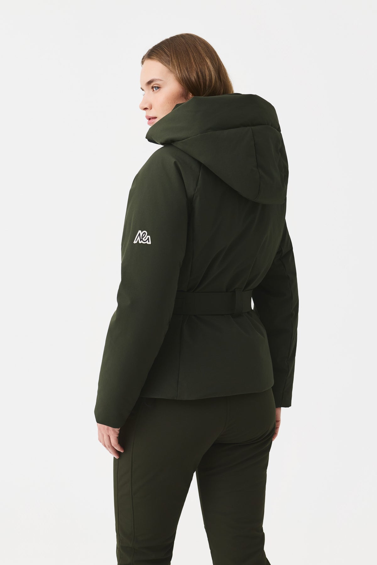 Elvit Ski Jacket with Belt Women, Black Forest Green