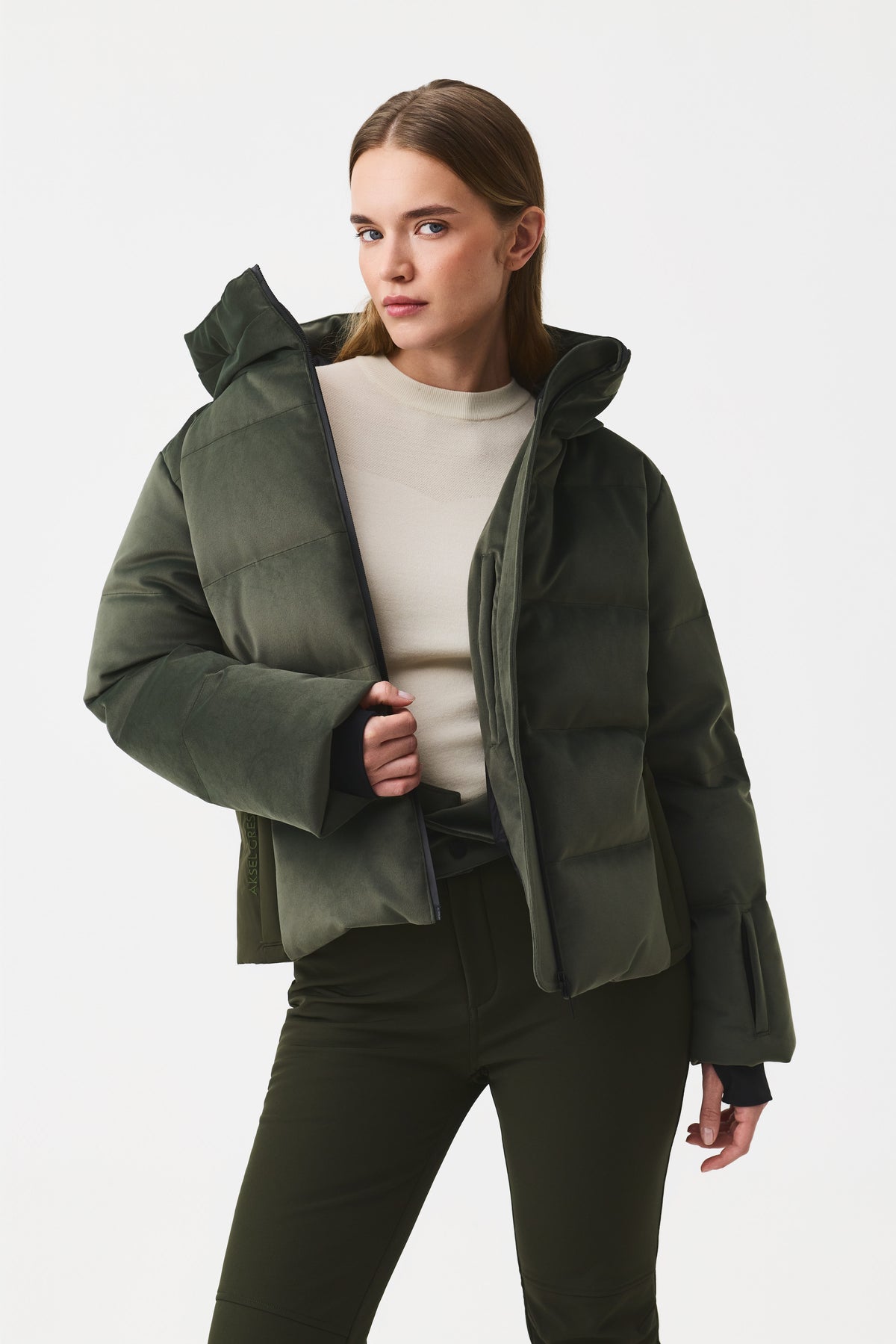 Kirel Down Ski Jacket Velvet Women, Forest Black Green