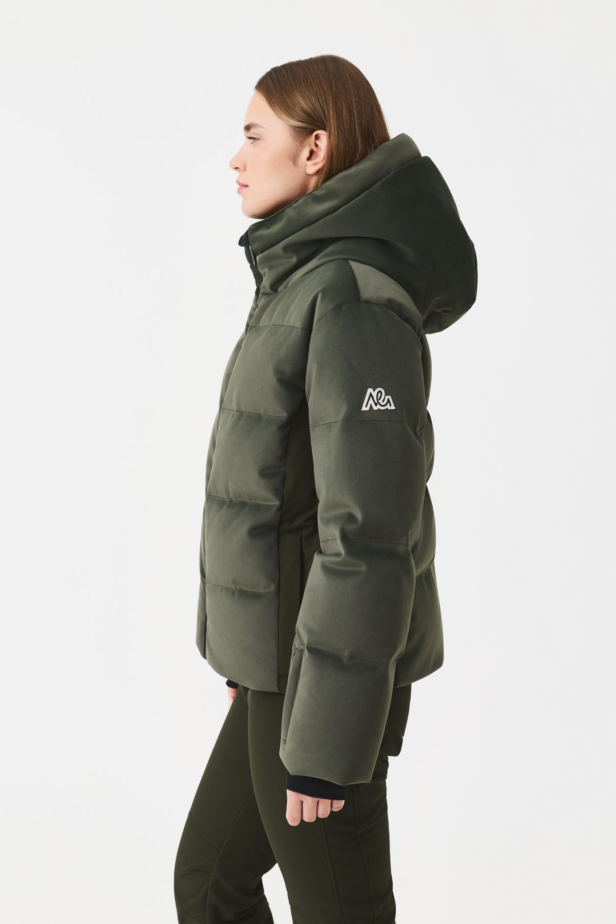 Kirel Down Ski Jacket Velvet Women, Forest Black Green