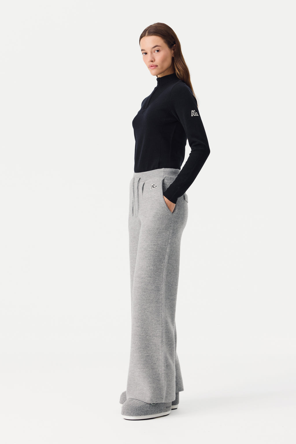 Auren Boiled Wool Pant Women, Grey Melange