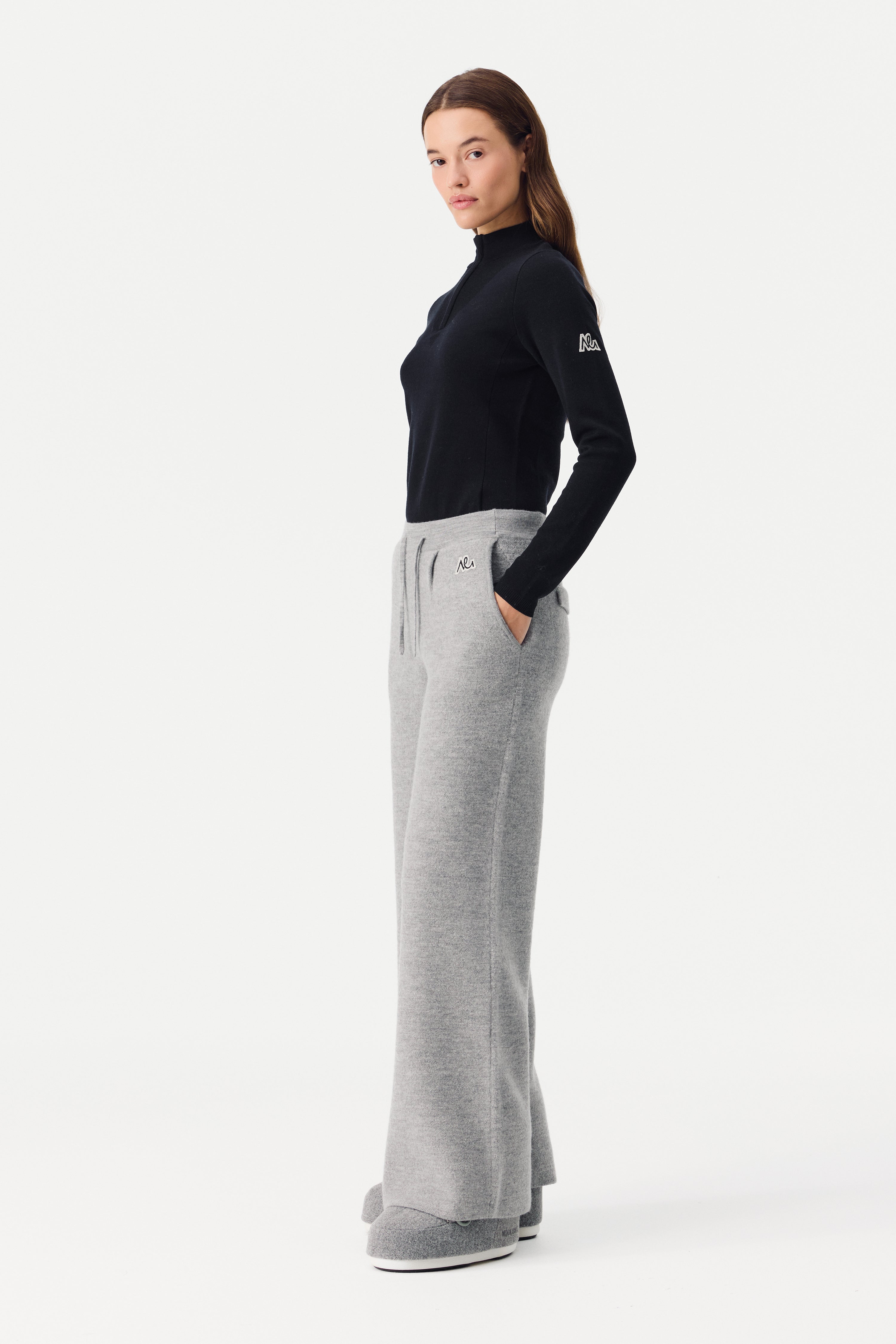Auren Boiled Wool Pant Women, Grey Melange