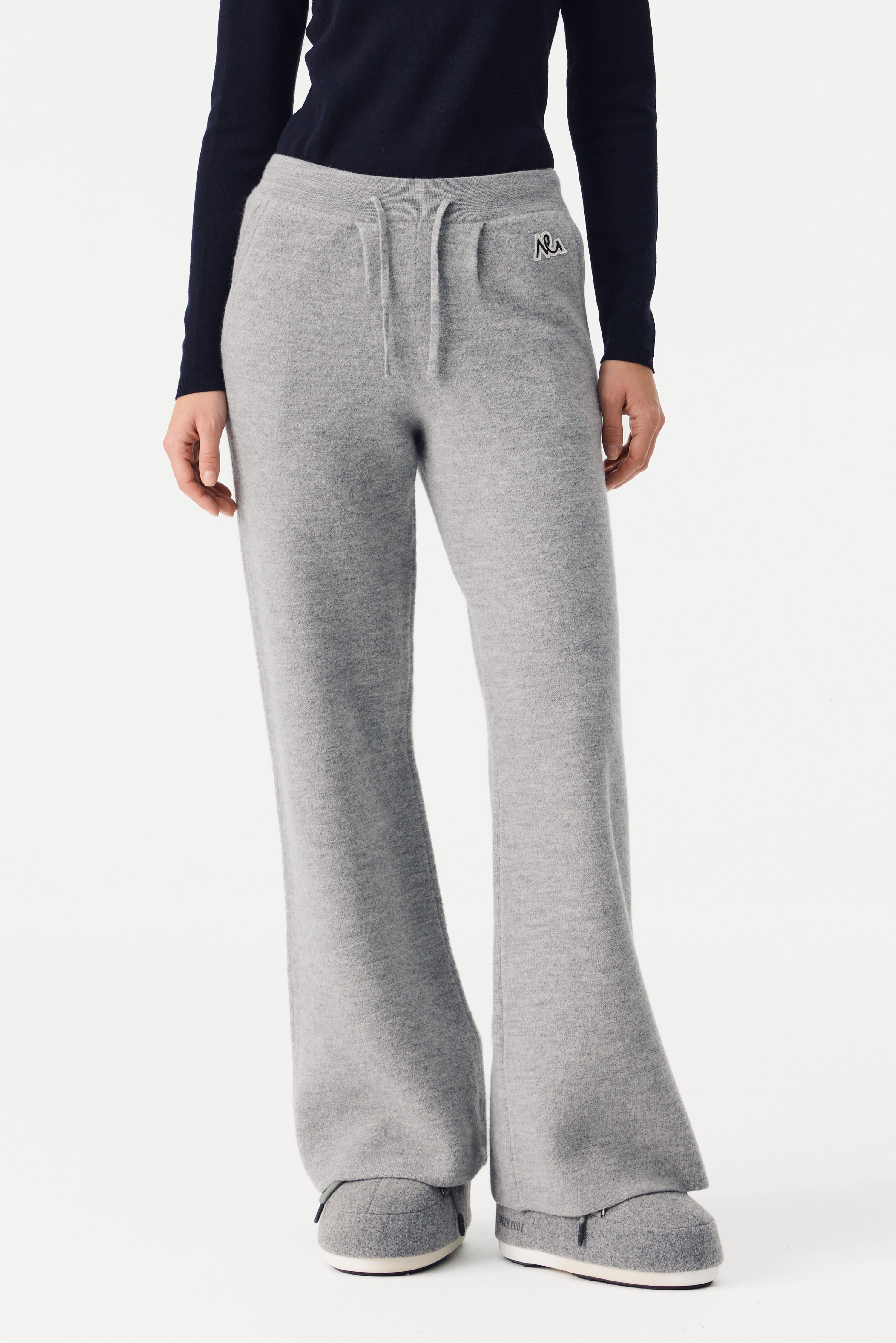 Auren Boiled Wool Pant Women, Grey Melange