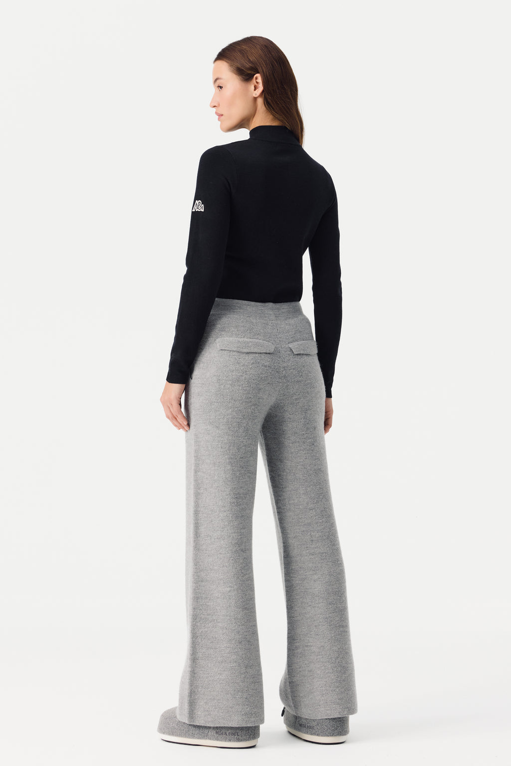 Auren Boiled Wool Pant Women, Grey Melange