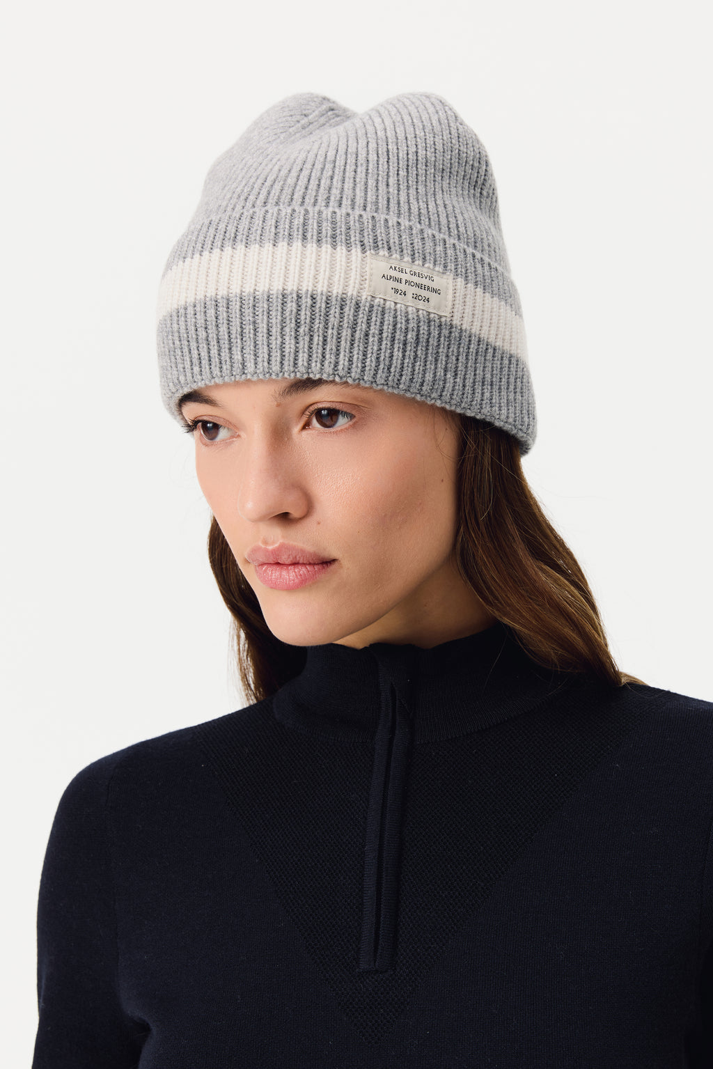 Falyn Stripe Beanie, Grey Melange
