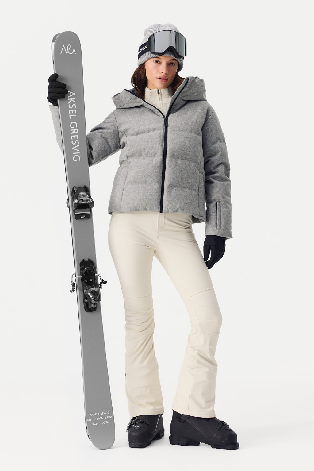 Kirel Down Ski Jacket Wool Women, Grey melange