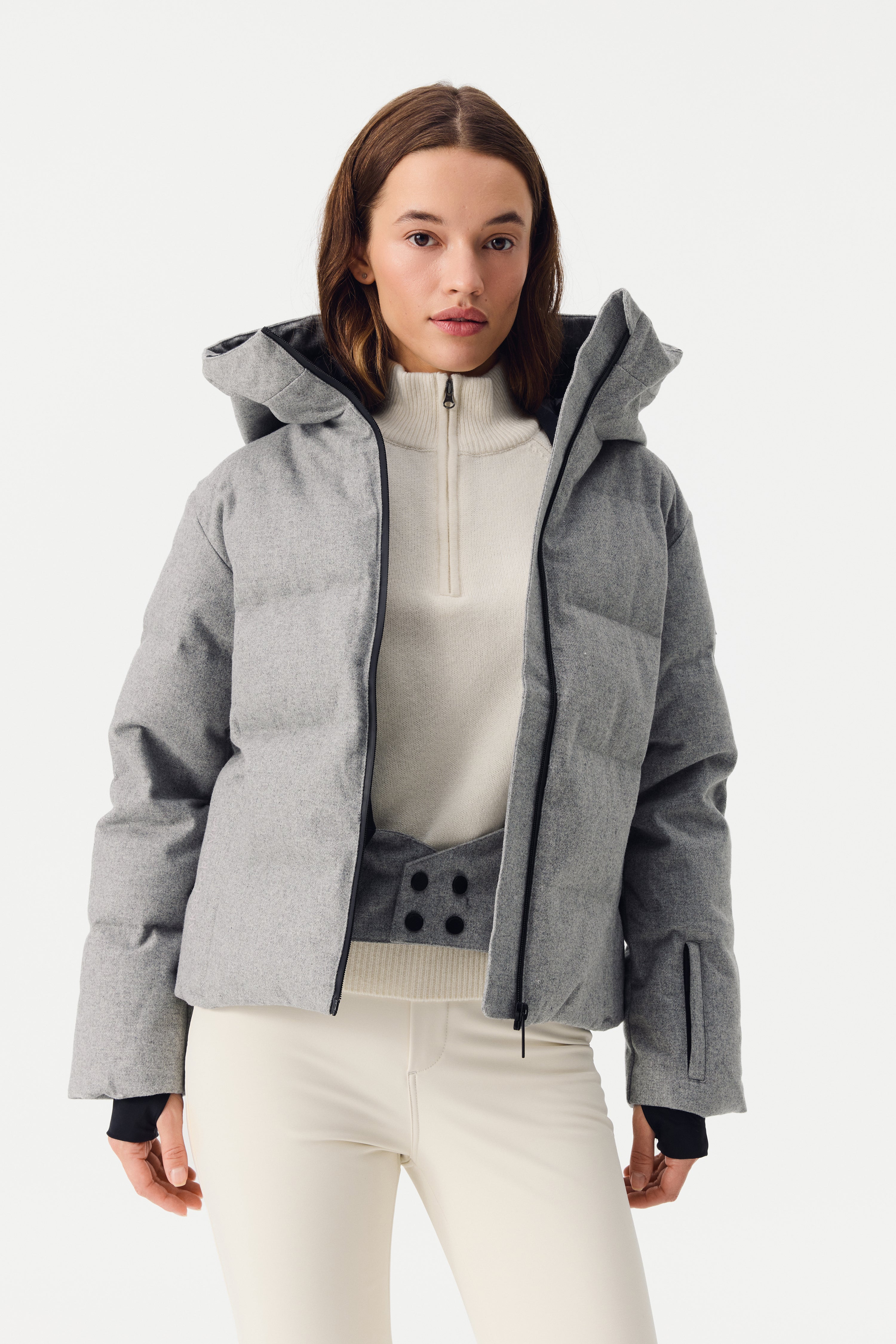 Kirel Down Ski Jacket Wool Women, Grey melange