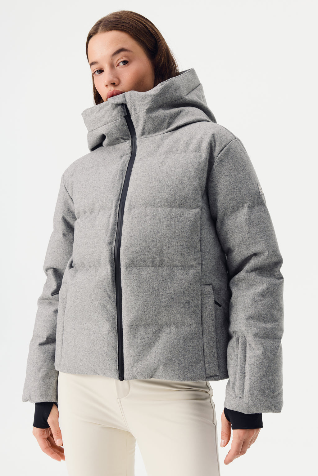 Kirel Down Ski Jacket Wool Women, Grey melange