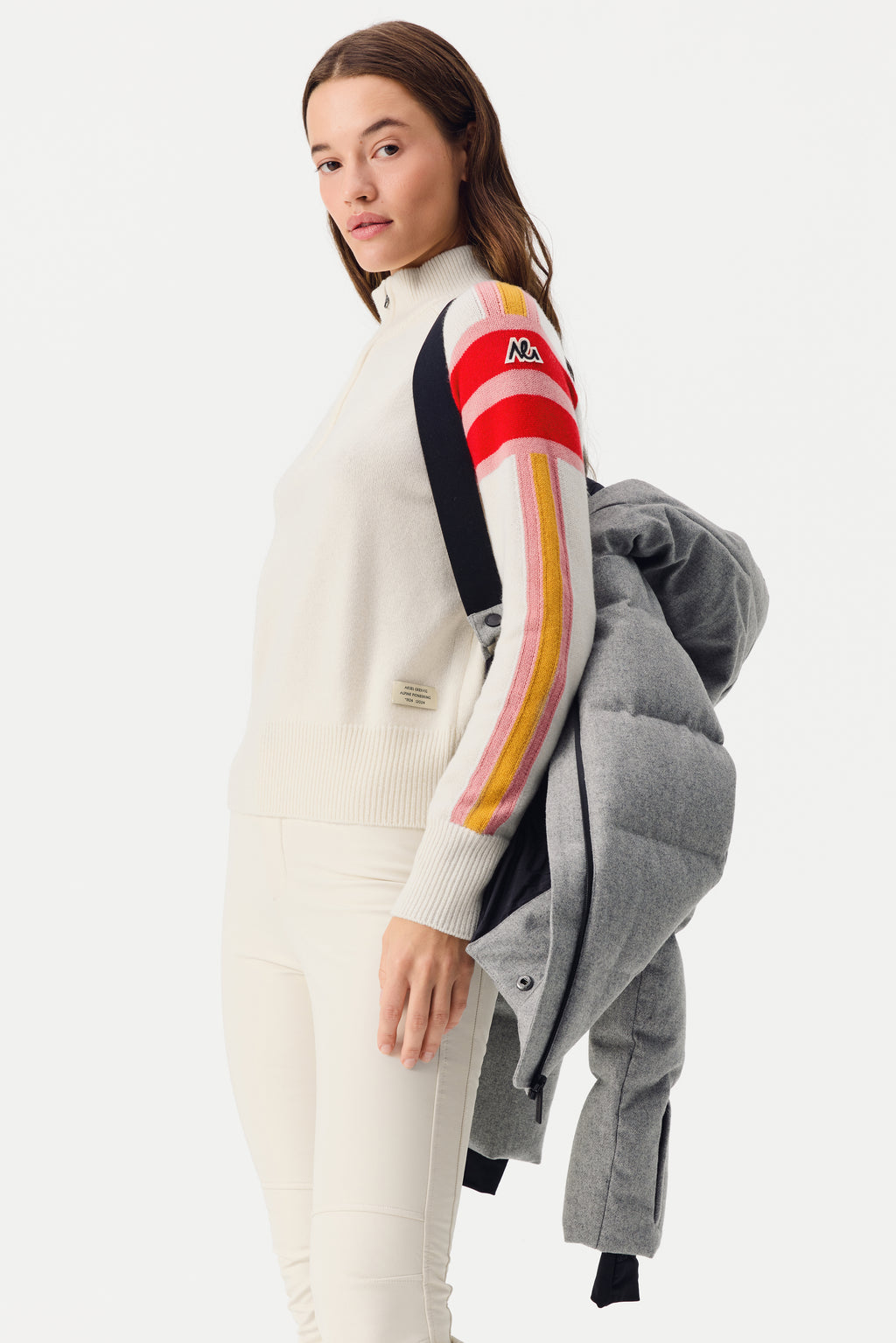 Kirel Down Ski Jacket Wool Women, Grey melange