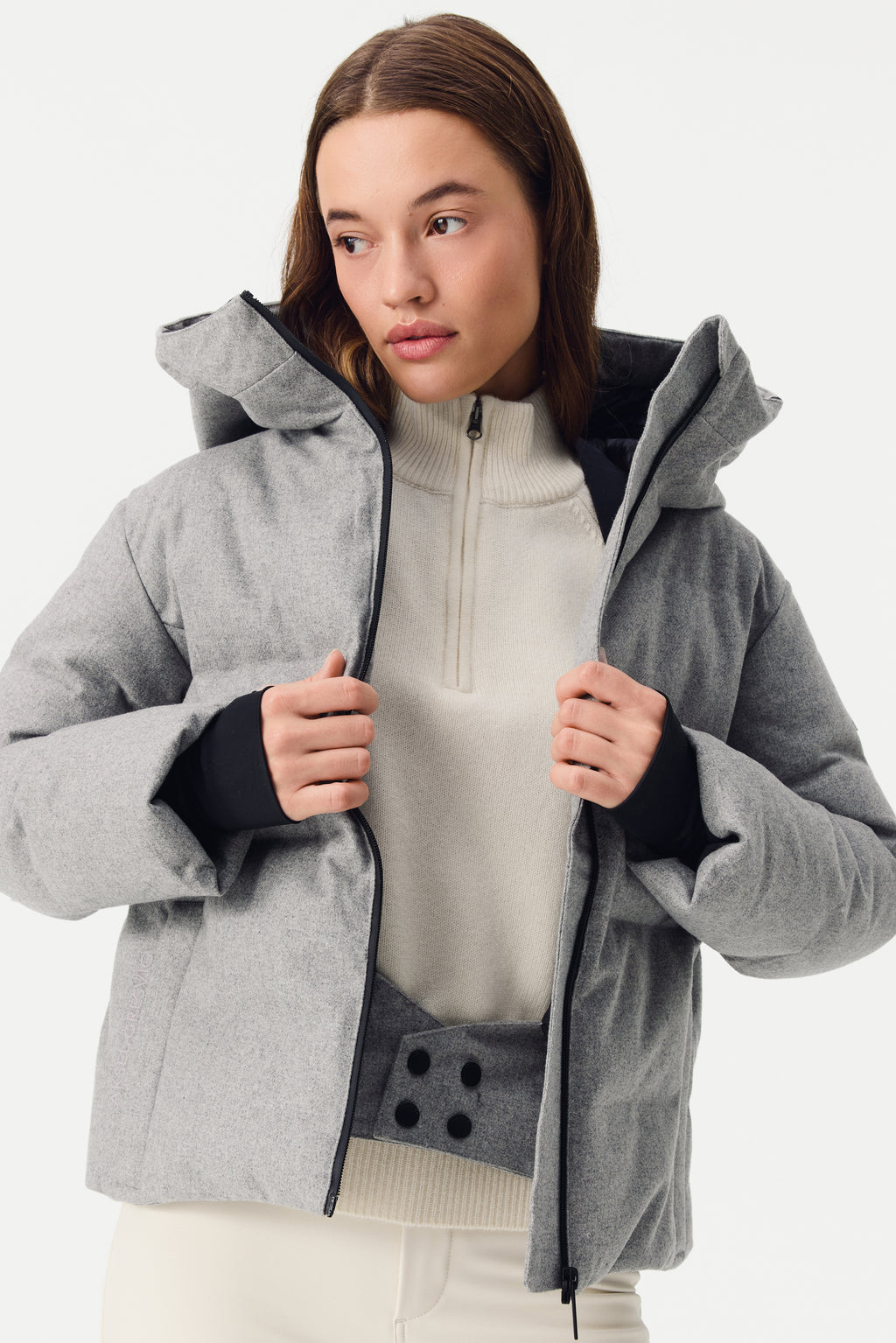 Kirel Down Ski Jacket Wool Women, Grey melange