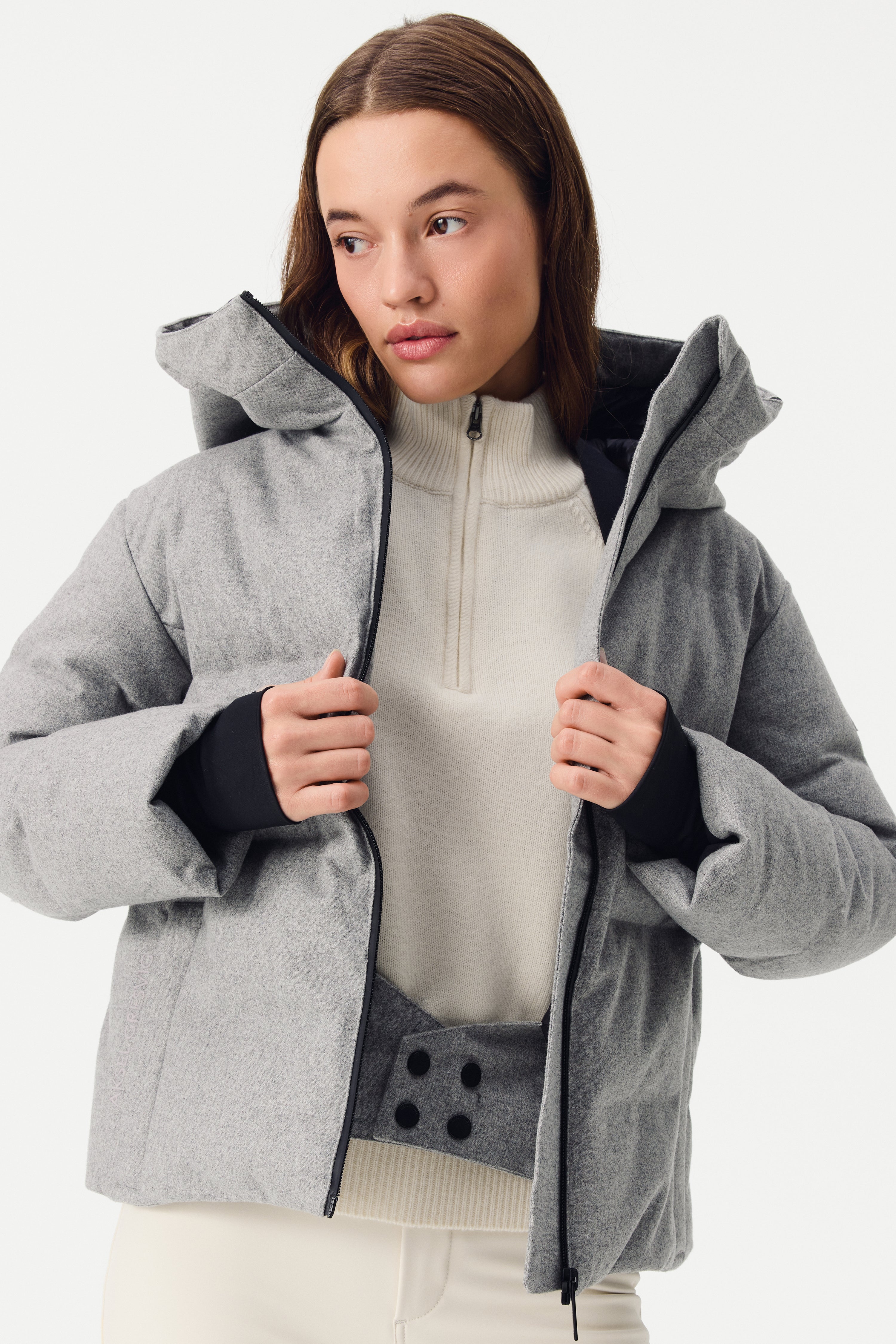 Kirel Down Ski Jacket Wool Women, Grey melange