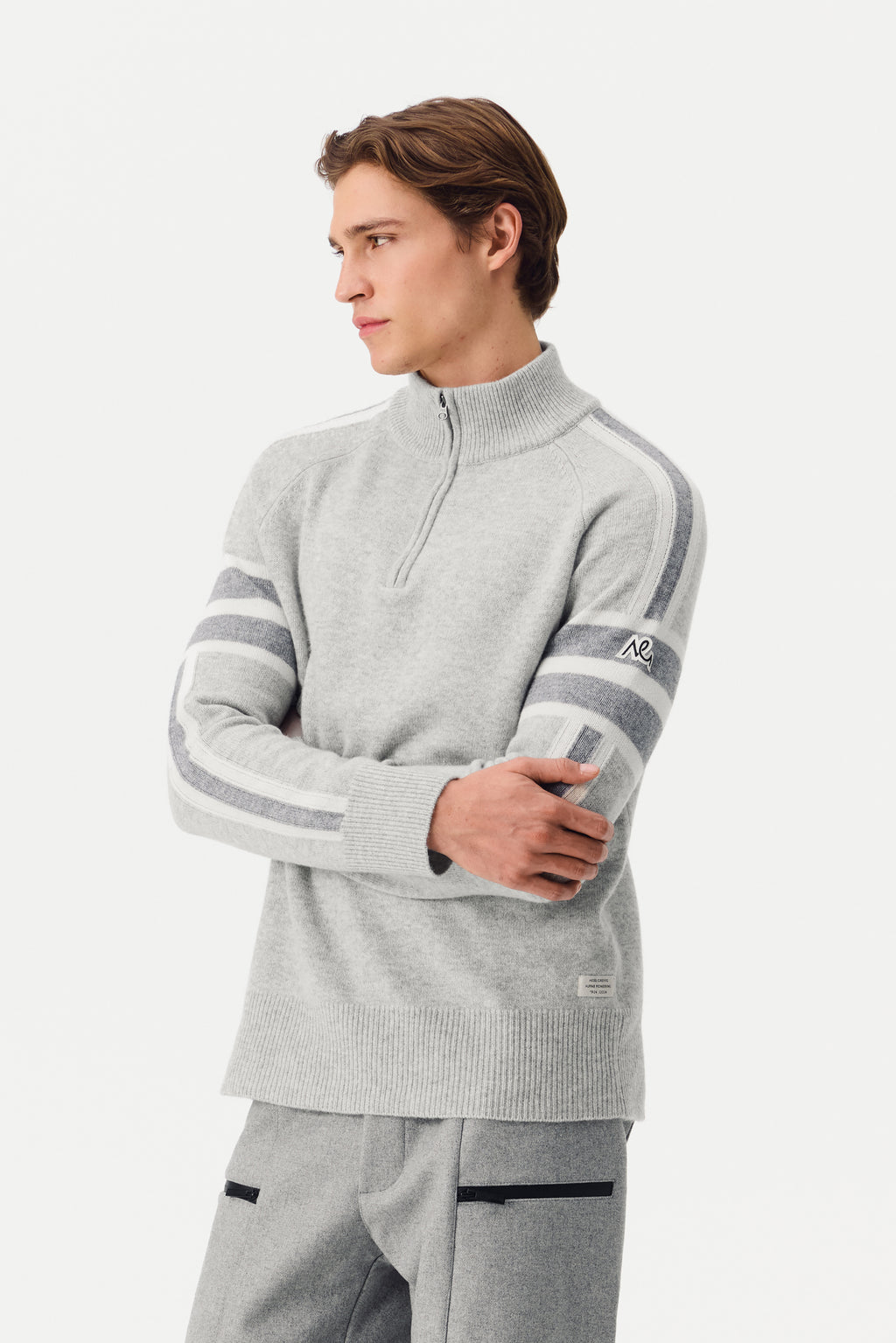 Lioro Half Zip Jumper Men, Grey Melange