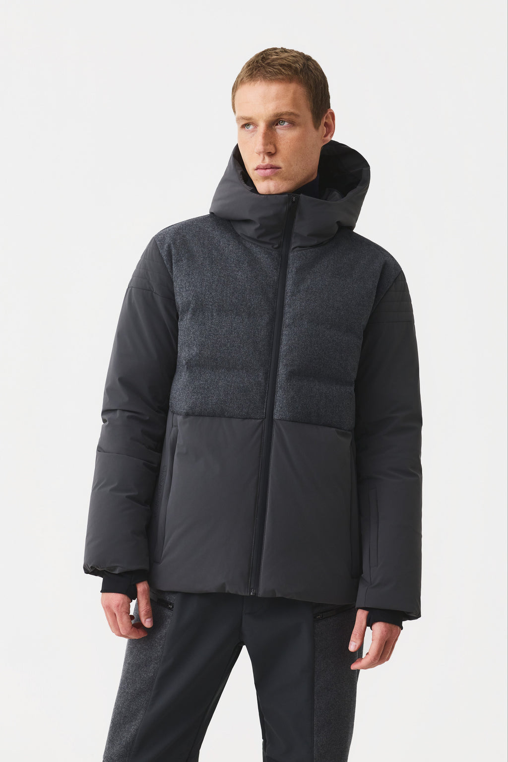 Mioro Ski Jacket Wool Men, Dark Grey Melange