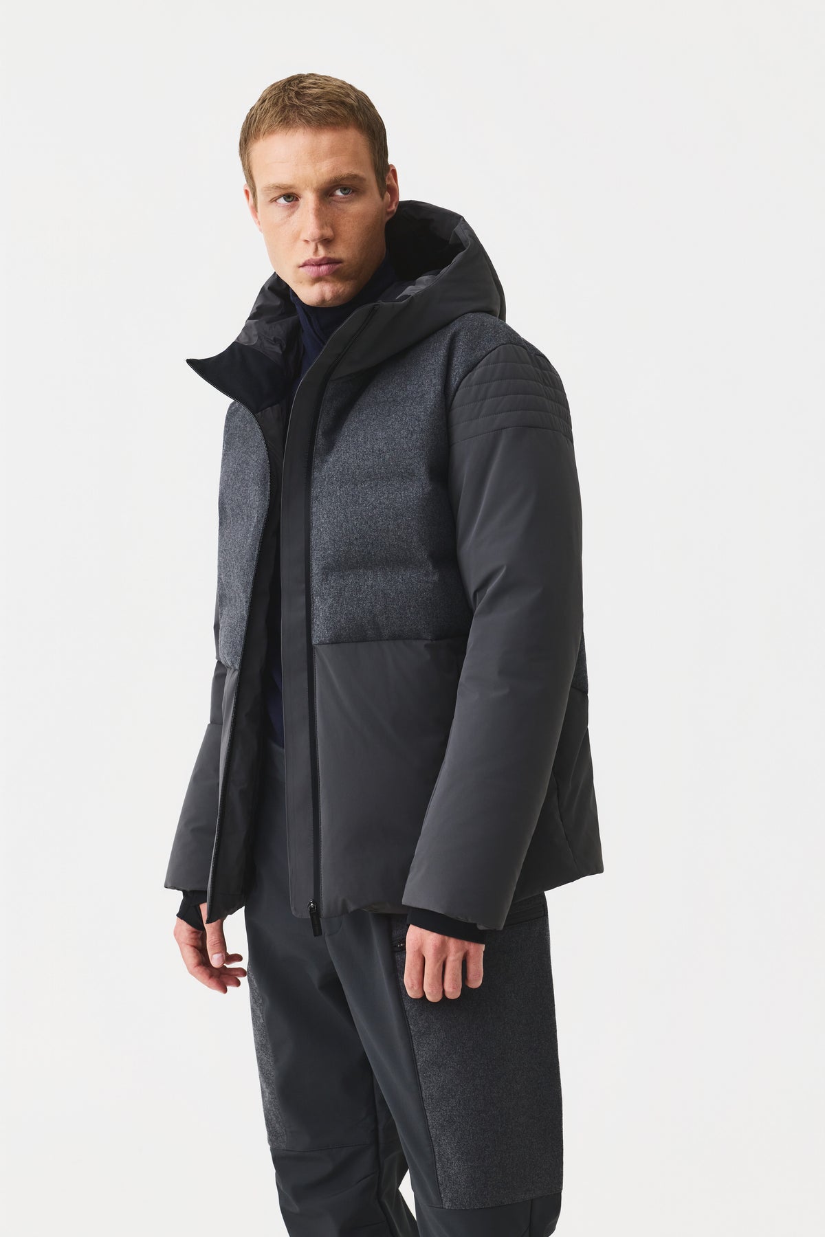 Mioro Ski Jacket Wool Men, Dark Grey Melange