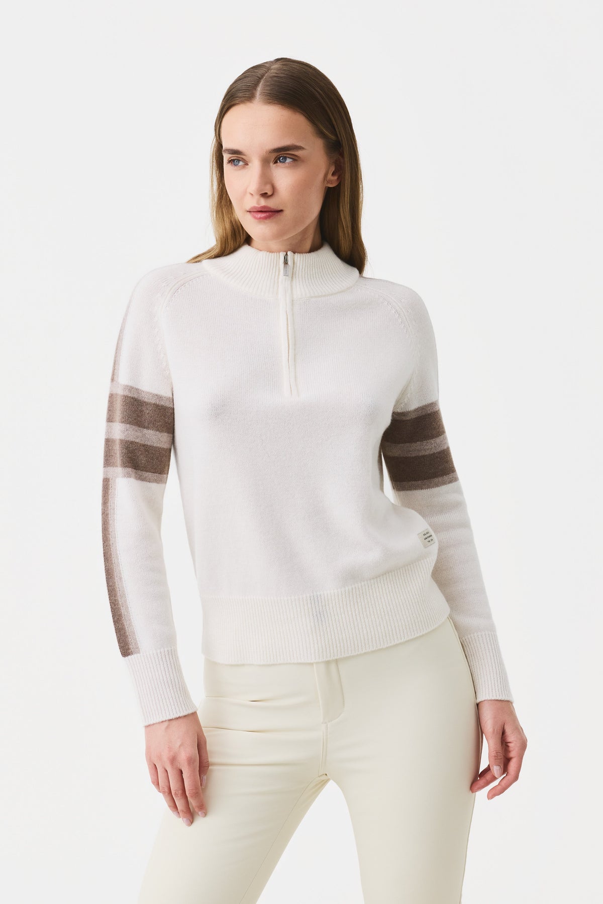 Ulmin Half Zip Jumper Women, White Mauve/Brown