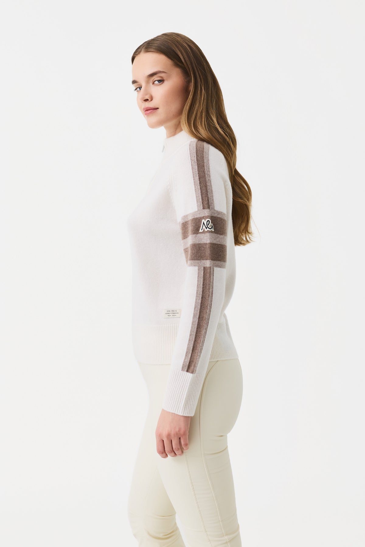 Ulmin Half Zip Jumper Women, White Mauve/Brown