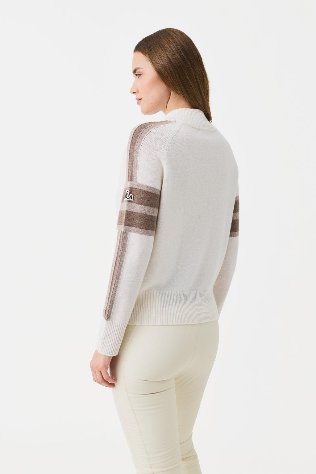 Ulmin Half Zip Jumper Women, White Mauve/Brown