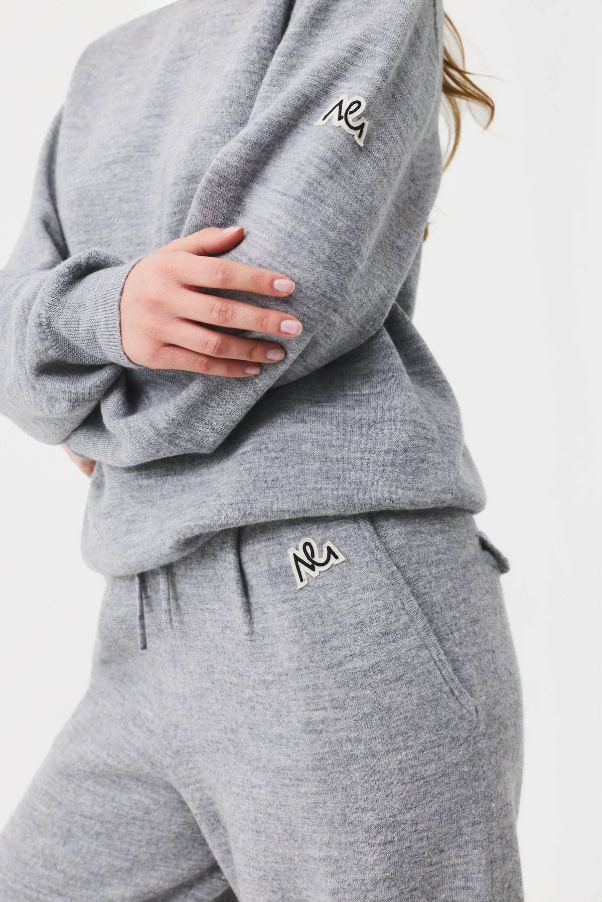 Auren Boiled Wool Crew Jumper Women, Grey Melange