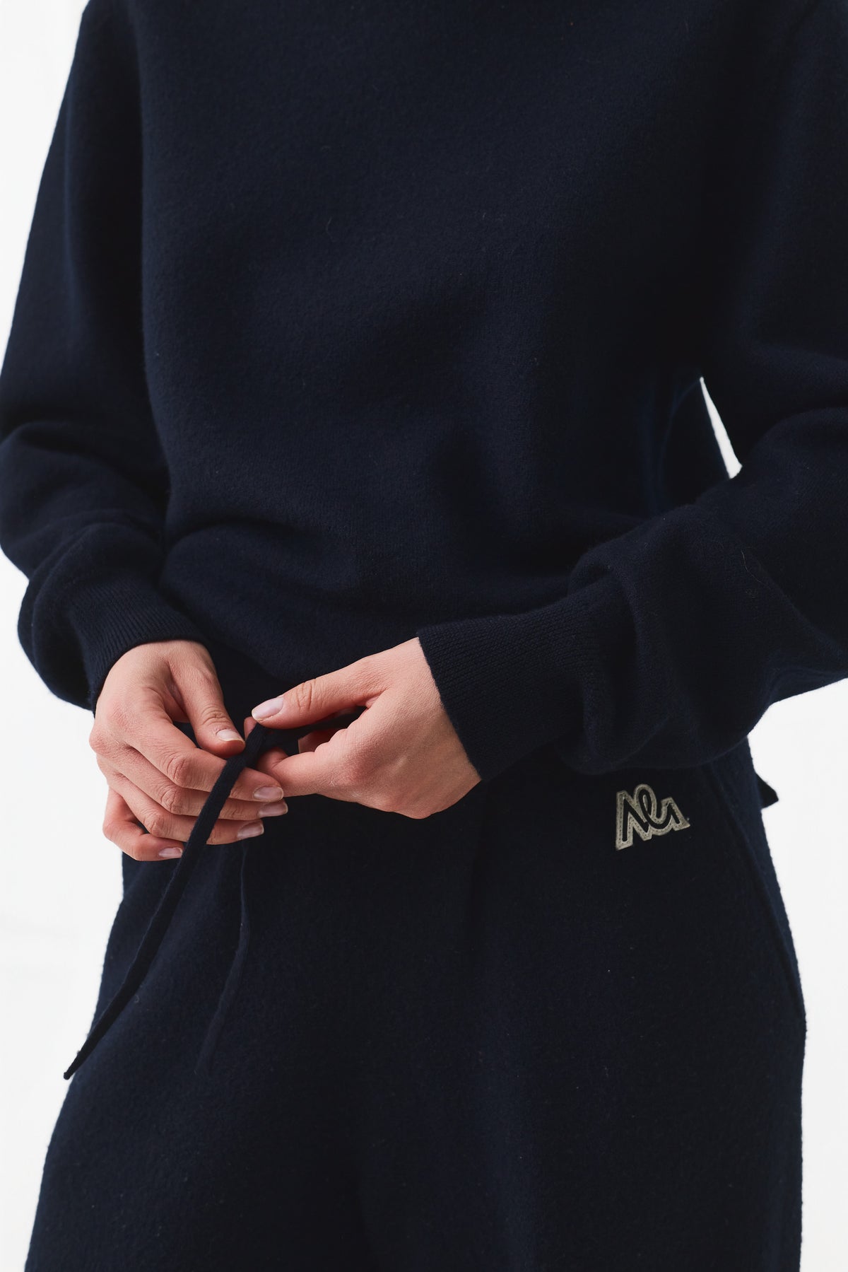 Auren Boiled Wool Crew Jumper Women, Total Eclipse Navy