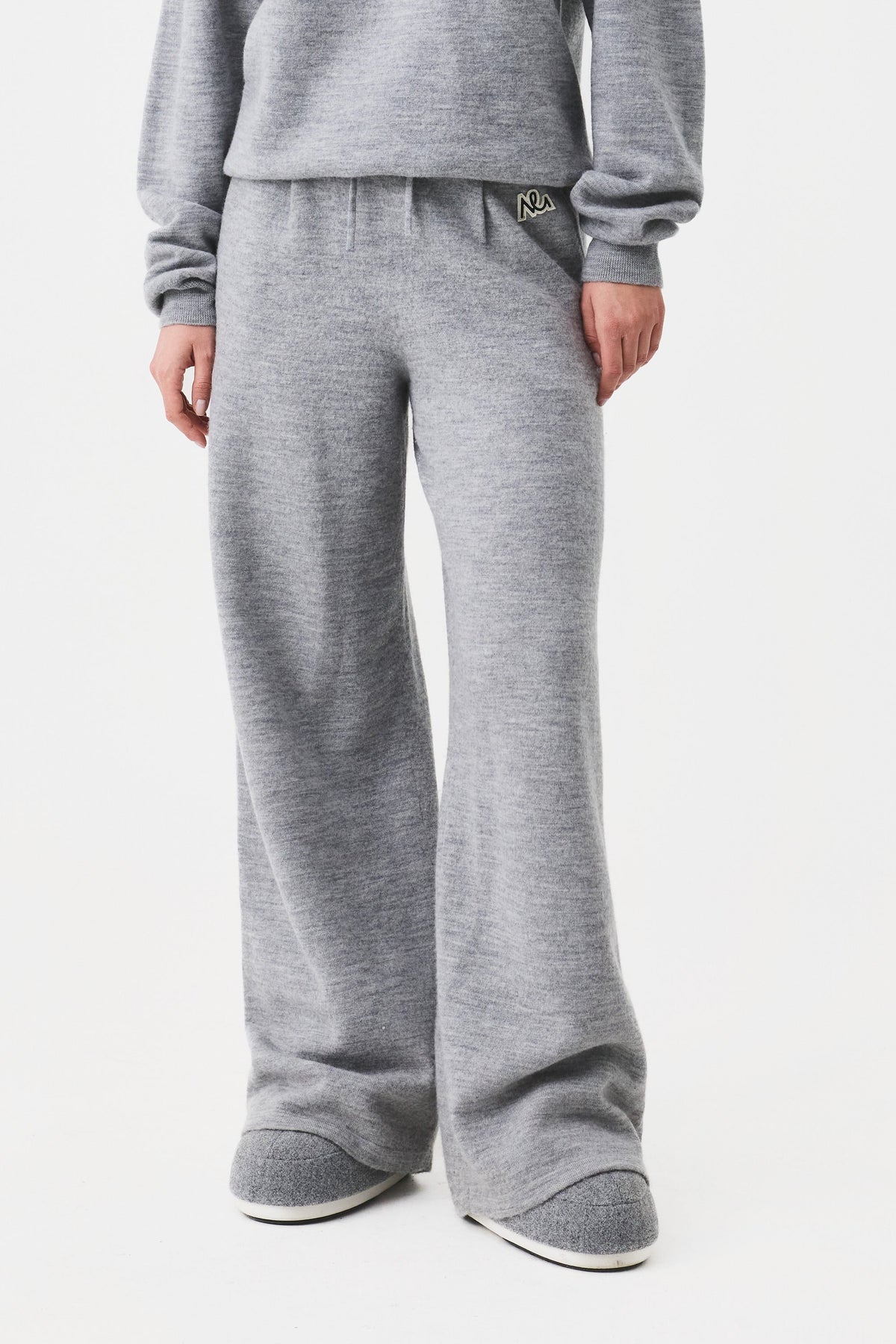 Auren Boiled Wool Pant Women, Grey Melange