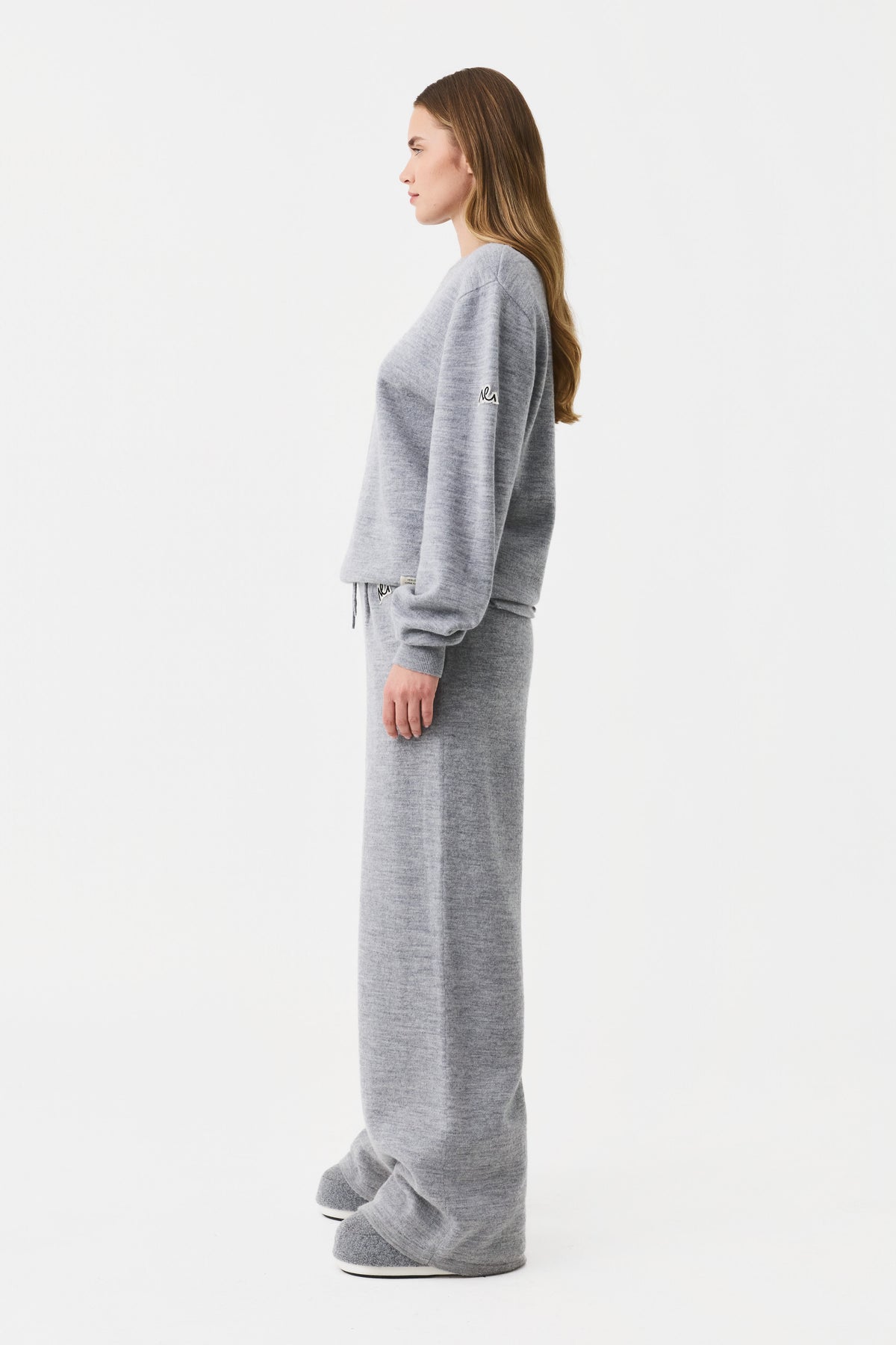 Auren Boiled Wool Pant Women, Grey Melange