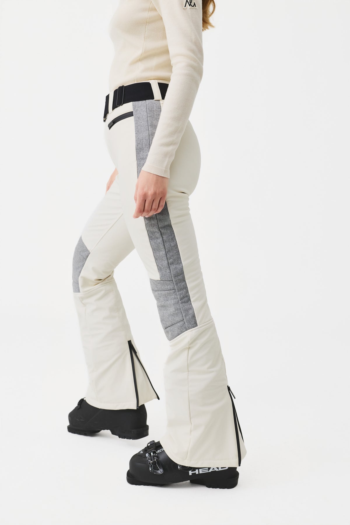 Elvaris Softshell Ski Pant W/Belt Women, Birch White/Contrast Wool