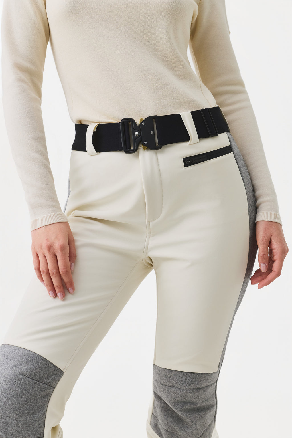 Elvaris Softshell Ski Pant W/Belt Women, Birch White/Contrast Wool