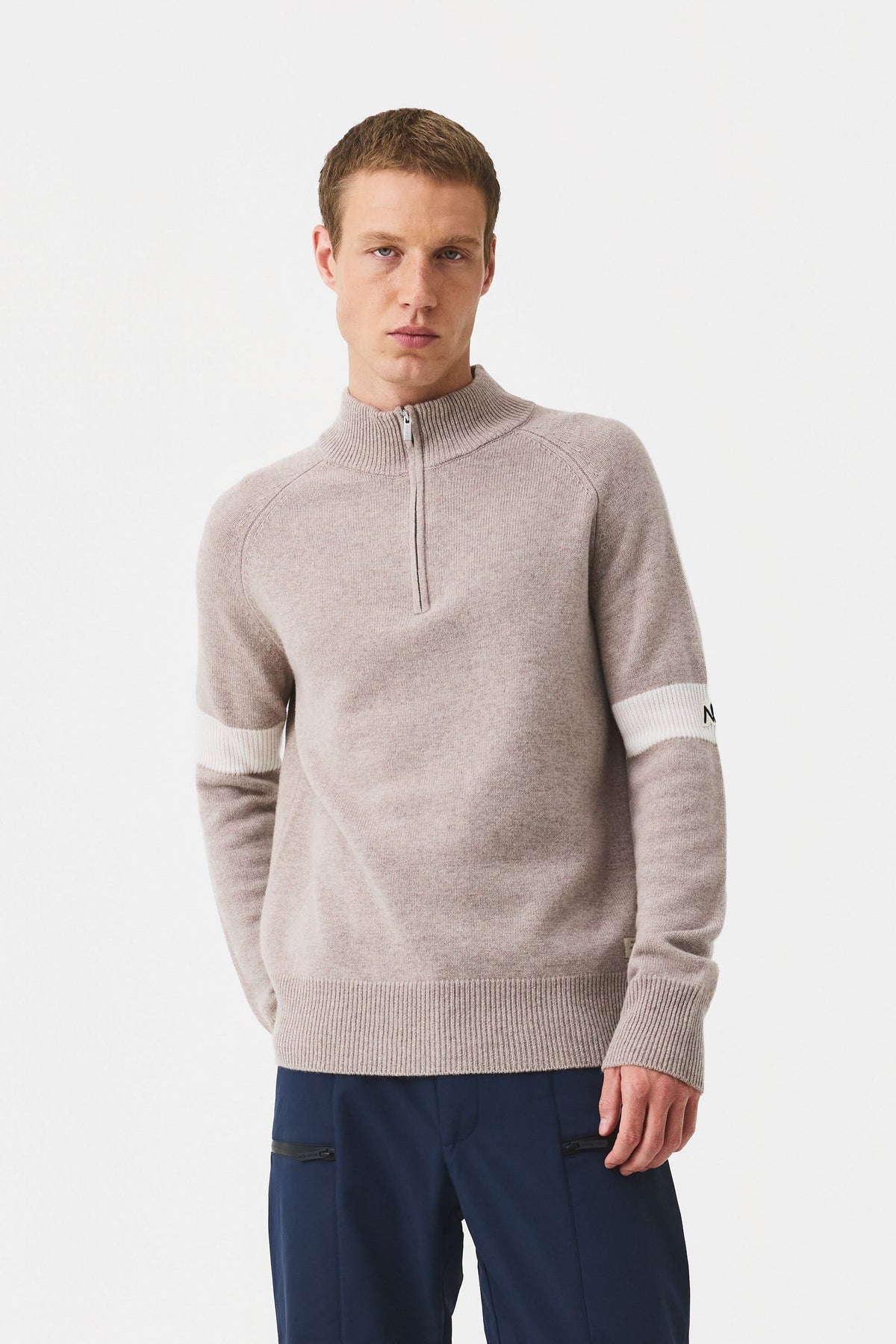 Eron Half Zip Solid Jumper Men, Mauve Brown