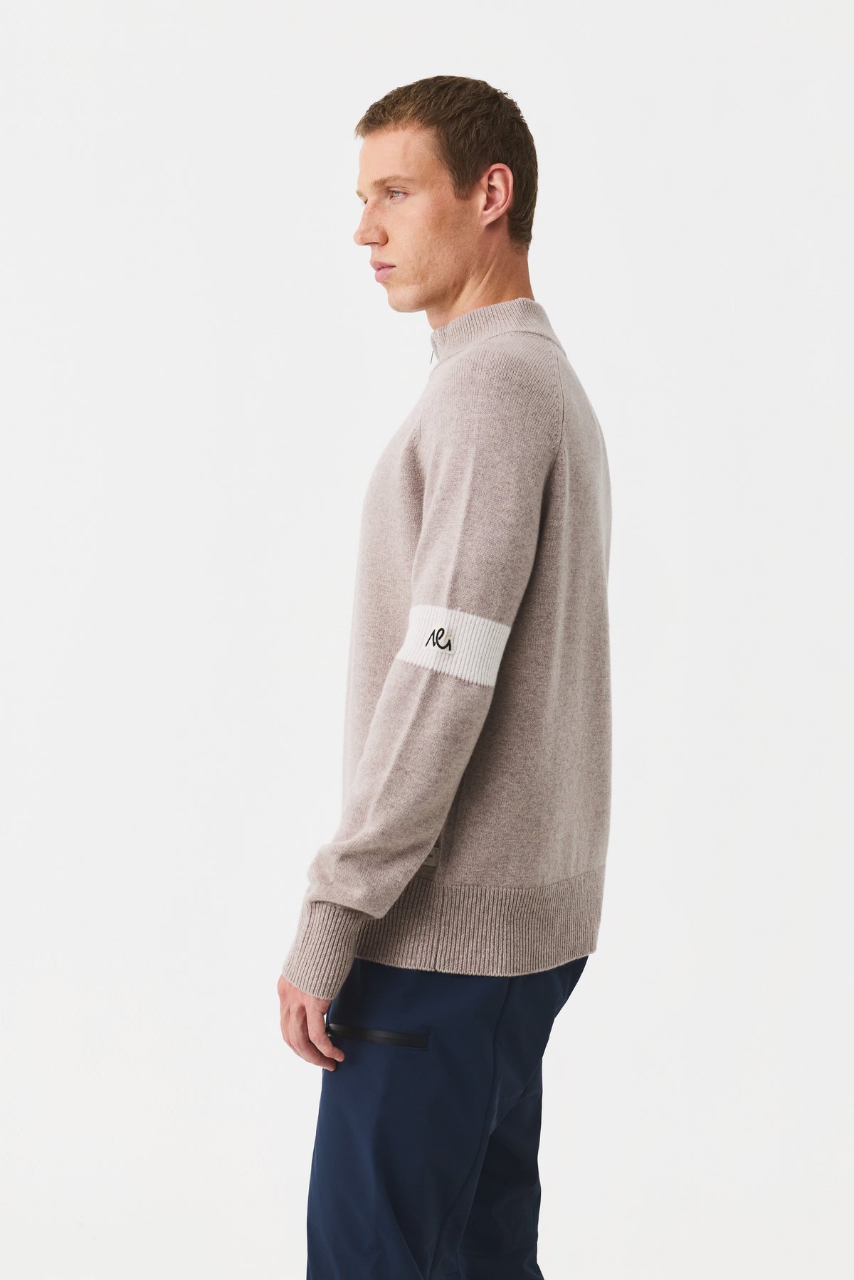 Eron Half Zip Solid Jumper Men, Mauve Brown