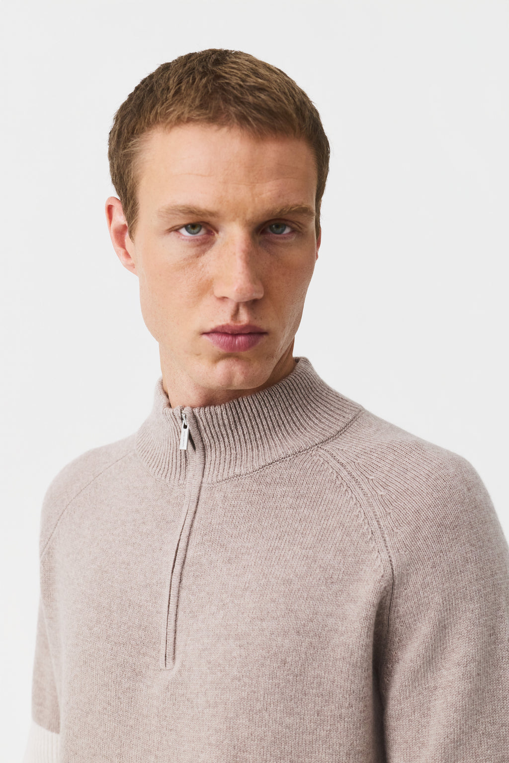 Eron Half Zip Solid Jumper Men, Mauve Brown