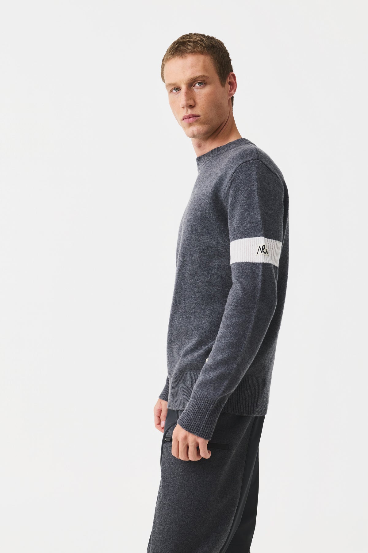 Selor Crew Neck Jumper Men, Dark Grey Melange