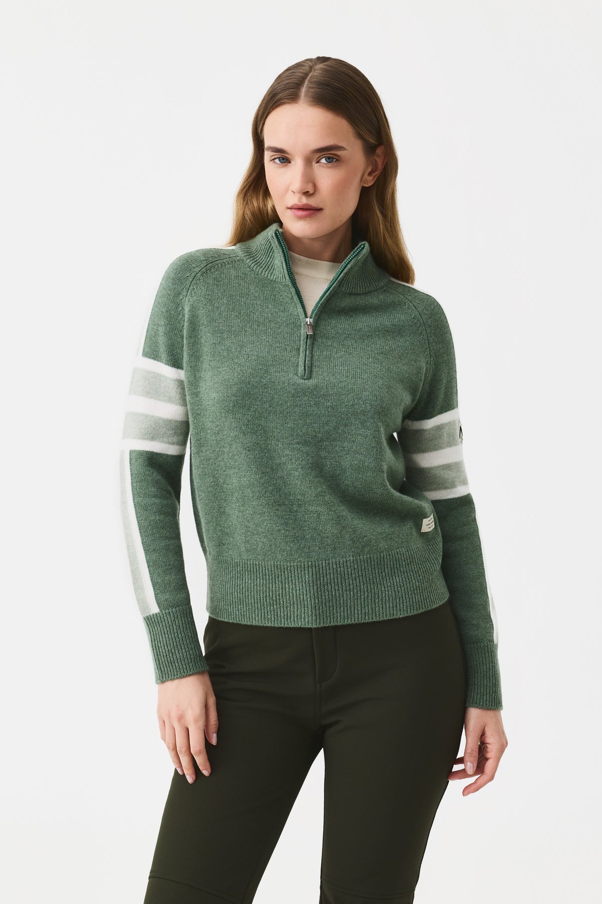 Ulmin Half Zip Jumper Women, Green Melange/Light Green