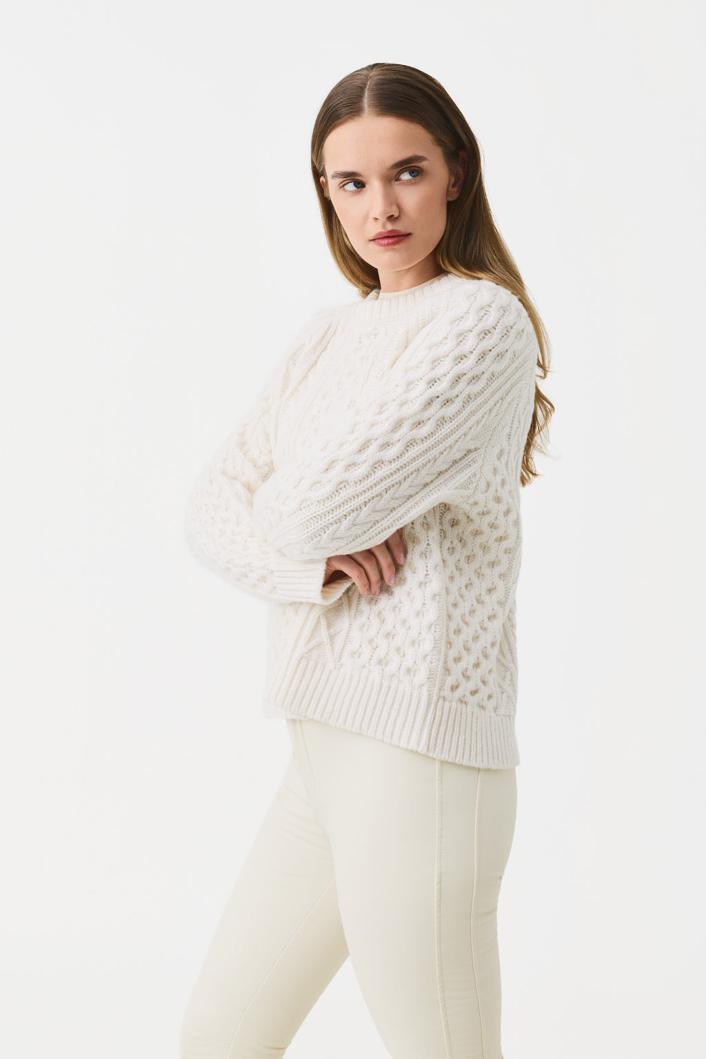 Varda Cable Knit Jumper Women, Natural White