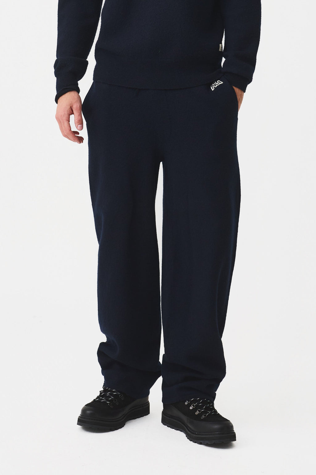 Zerin Boiled Wool Pants Men, Total Eclipse Navy
