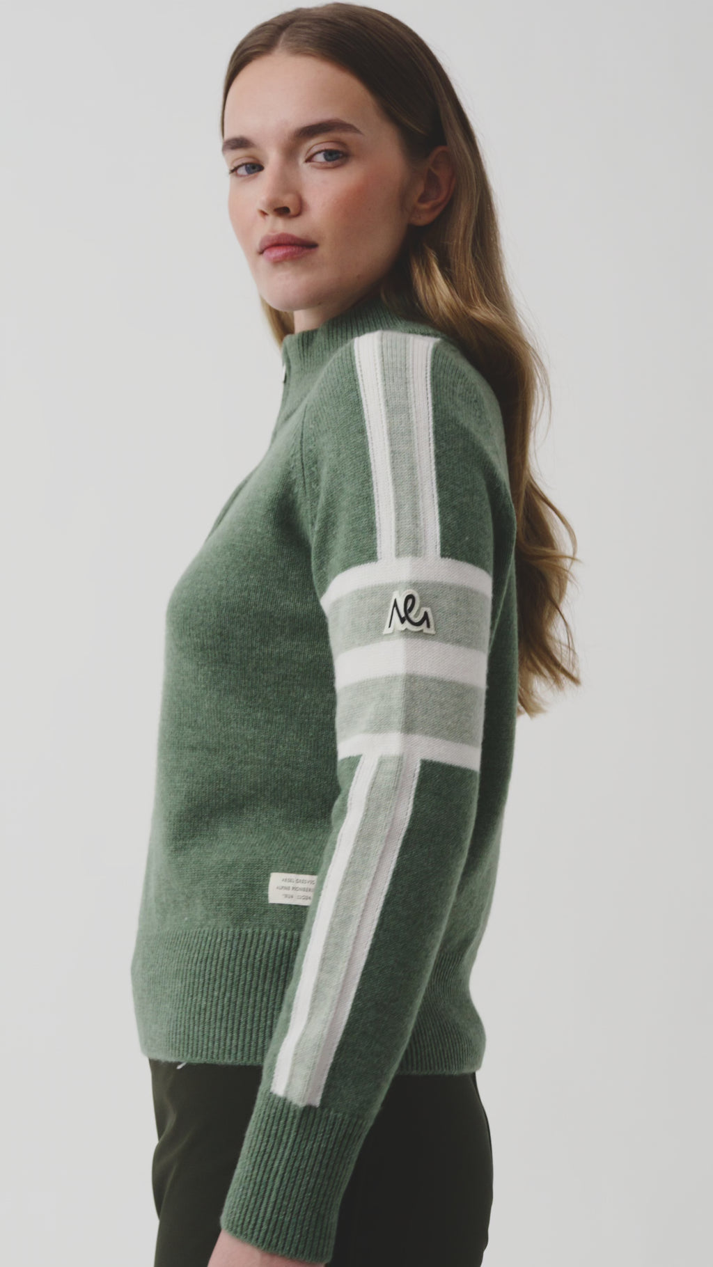 Ulmin Half Zip Jumper Women, Green Melange/Light Green
