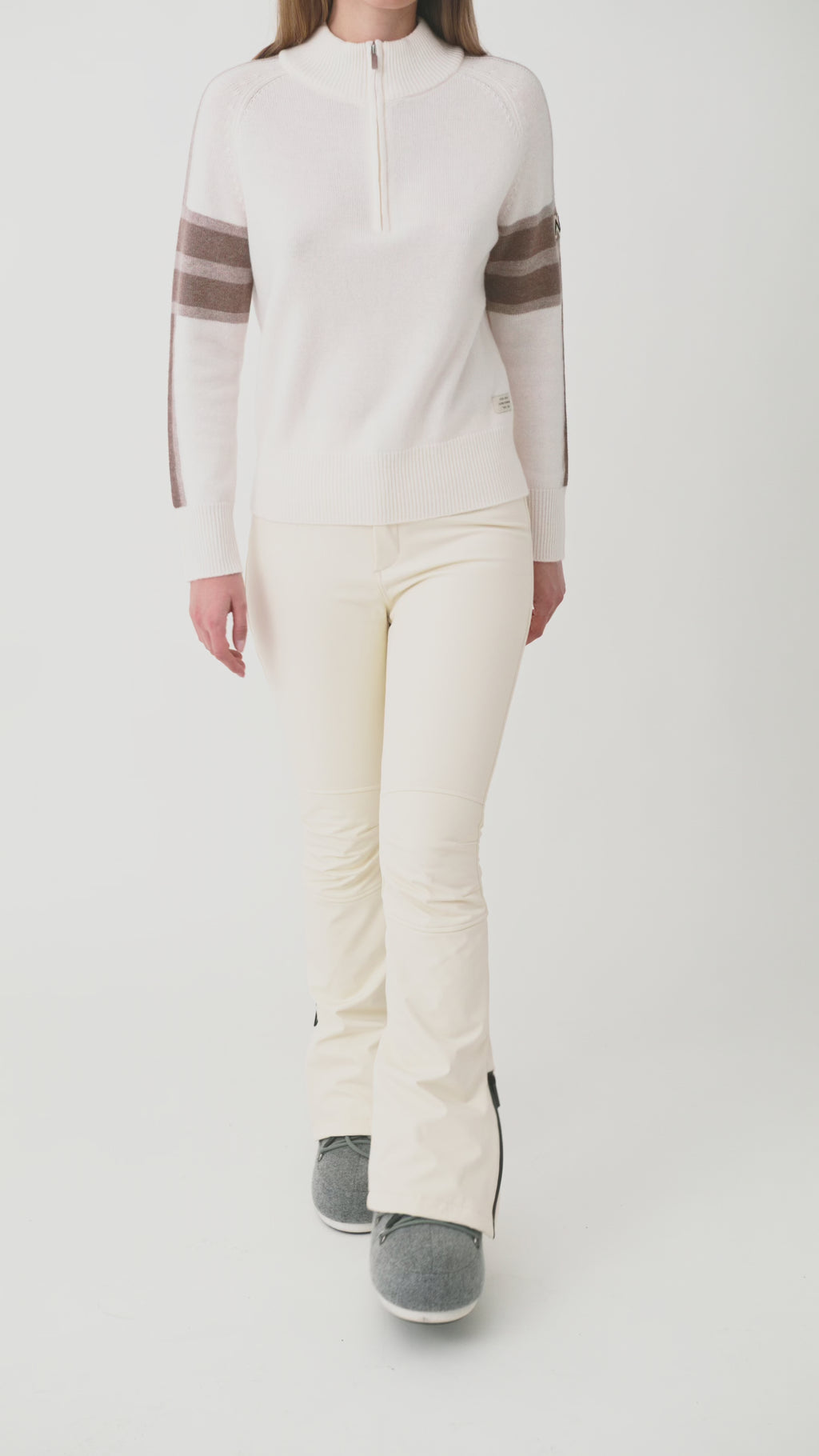 Ulmin Half Zip Jumper Women, White Mauve/Brown