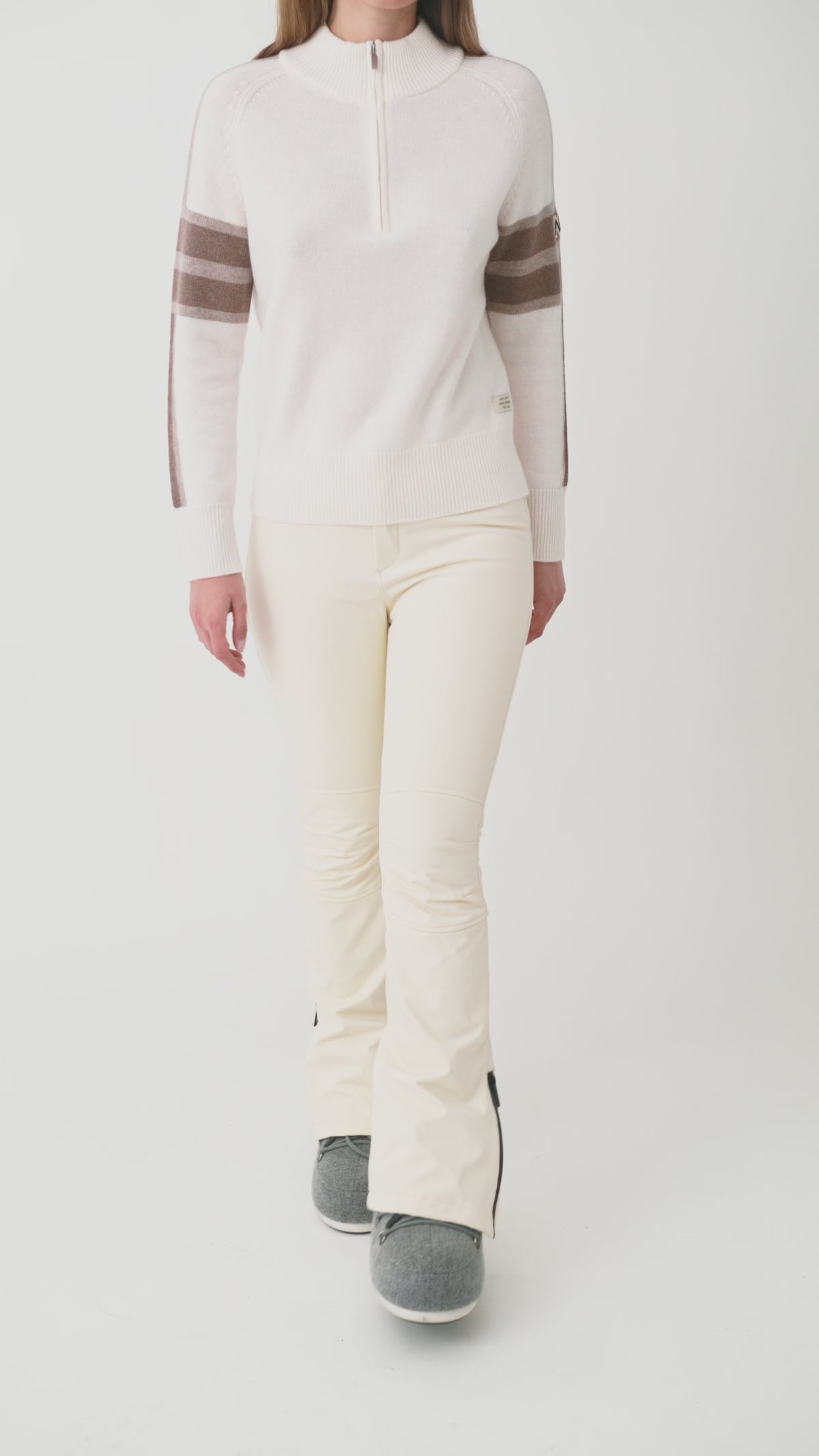 Ulmin Half Zip Jumper Women, White Mauve/Brown