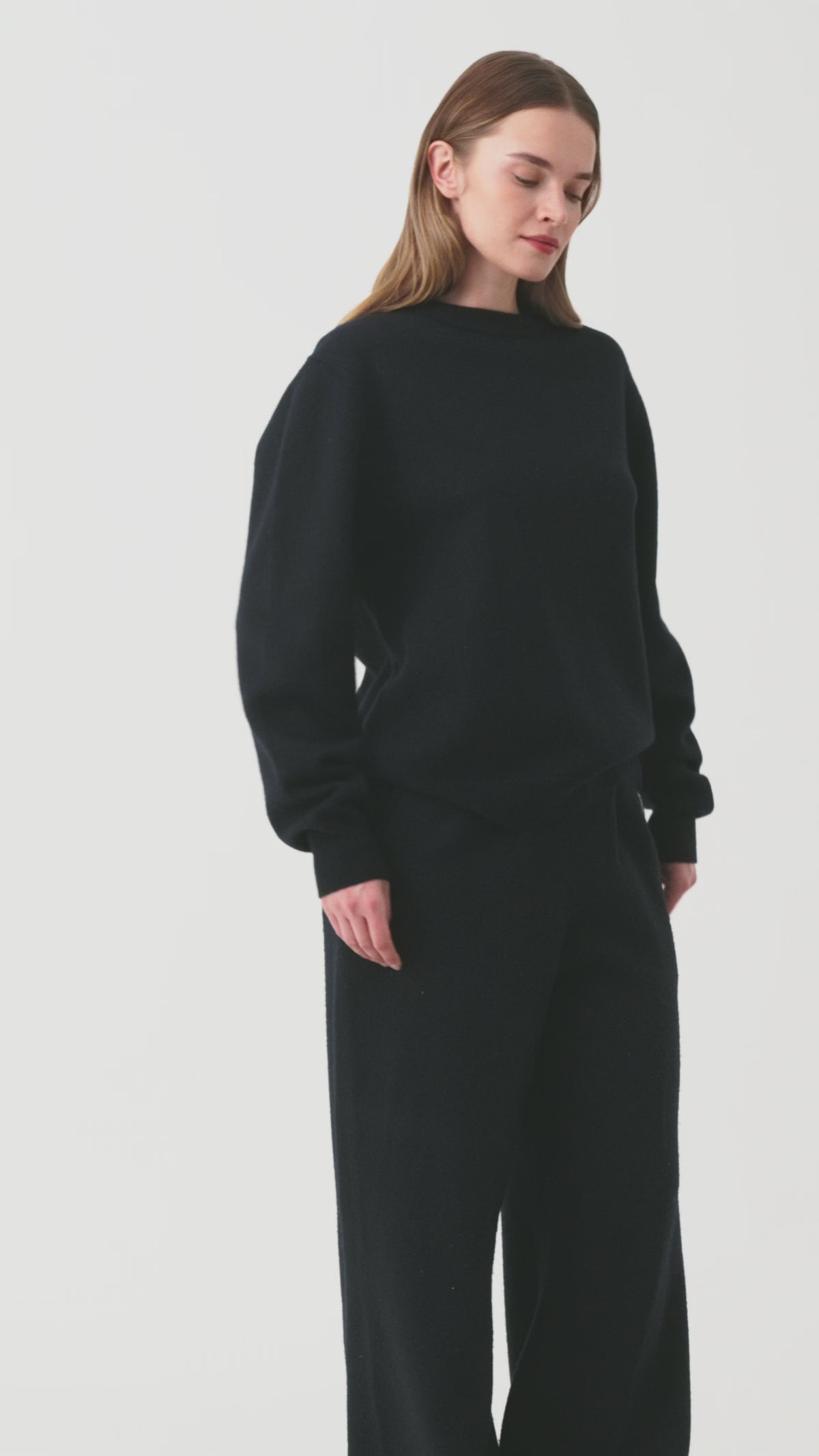Auren Boiled Wool Crew Jumper Women, Total Eclipse Navy