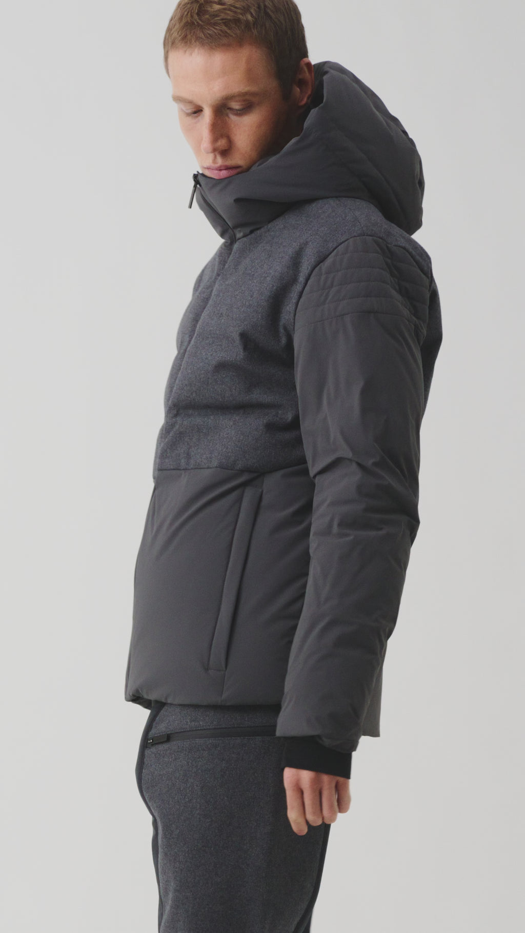 Mioro Ski Jacket Wool Men, Dark Grey Melange