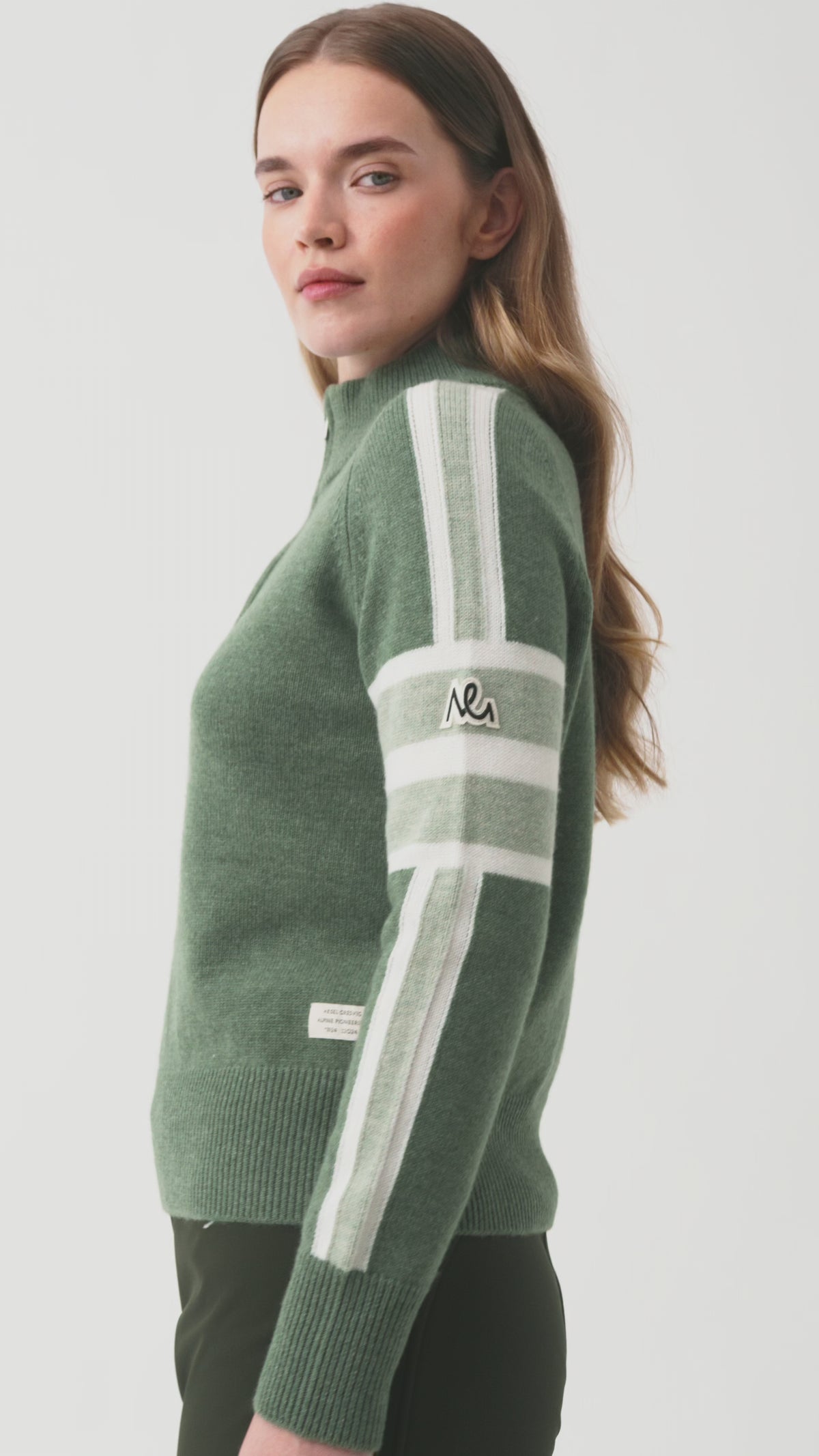 Ulmin Half Zip Jumper Women, Green Melange/Light Green